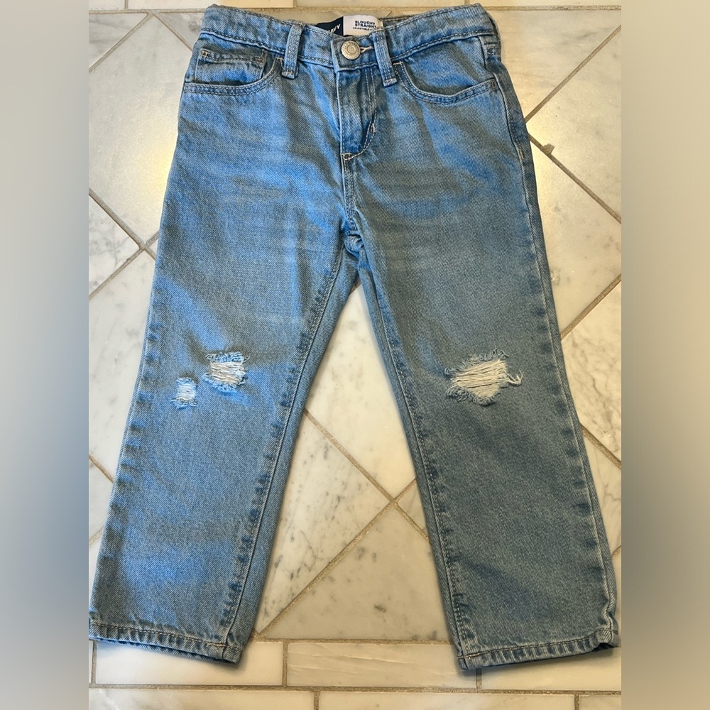 Old Navy Distressed Straight Leg Jeans toddler boys size 4T, light blue